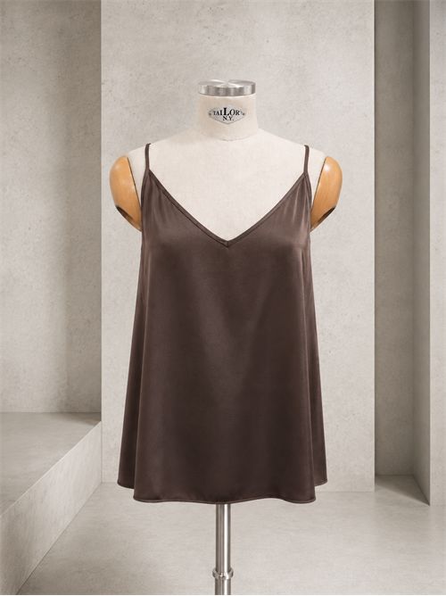 top spallino in raso di viscosa ANGELA DAVIS | QP9AR22CIOCCOLATO